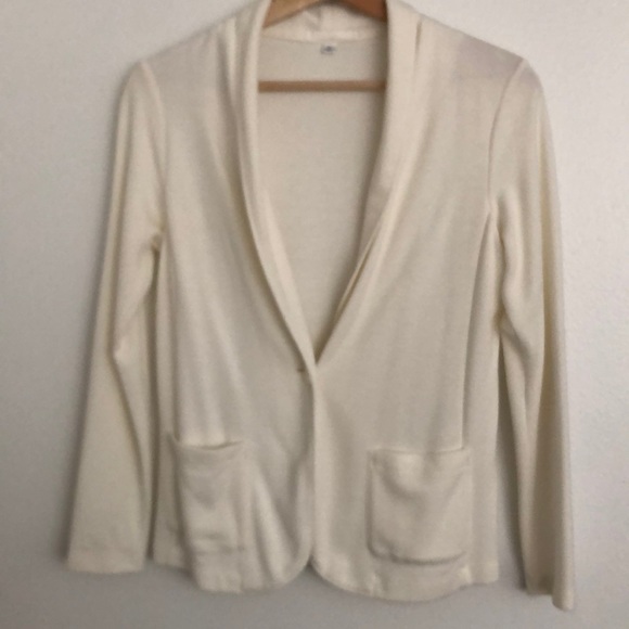 Uniqlo NWOT soft jersey ivory blazer jacket S - Picture 2 of 4